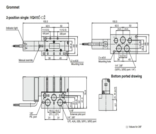 Électrovanne 5 voies VQ4201-51 distributeur air comprimé monobloc VQ4100 - 6