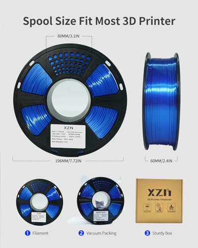 Image of Silk PLA Filament 1.75mm, Metallic Shiny Royal Blue 3D Printer Filament, 1kg Spool (2.2lbs), Dimensional Accuracy + /- 0.02 mm, Vacuum Packaging