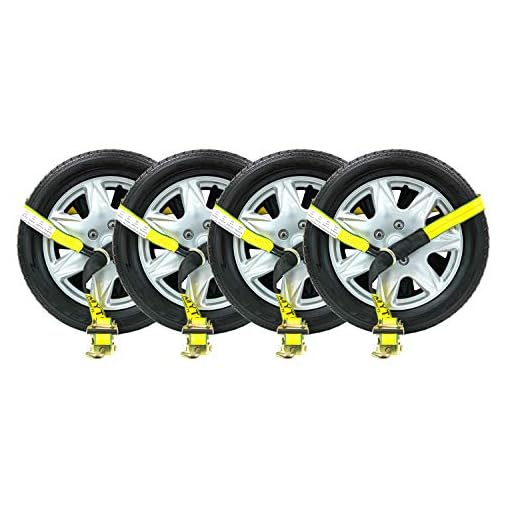 Mytee Products (4 Pack) 2" x10' Lasso Ratchet Strap Finger J Hook Wheel Net Auto Tow Towing Tie Down