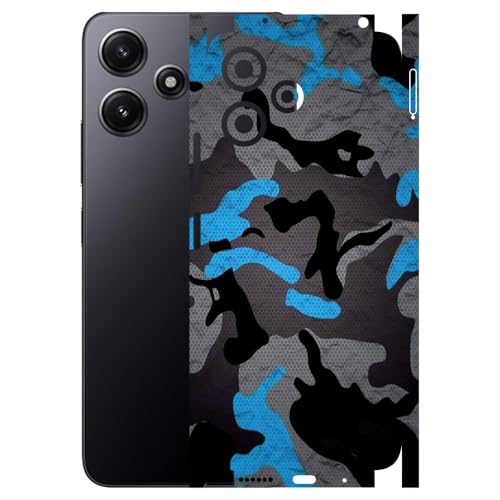 Image of AtOdds - Full Body Back Screen Guard Protector Film - Lamination Wrap Skin Sticker Compatible with REDMI 12 (5G) | Scratchproof Matte Finish (Design - Blue Camo)