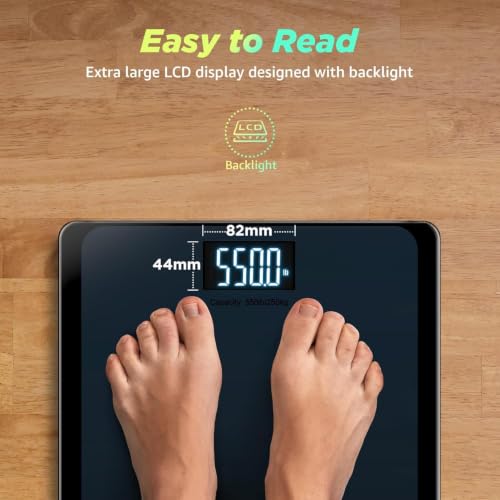 Balance Pèse Personne Numérique Pour de Salle de Bain 250 kg avec Plateforme Ultra-Large et Grand Écran LCD, Pèse Personnes Haute Précision avec Capacité Extra-Élevée