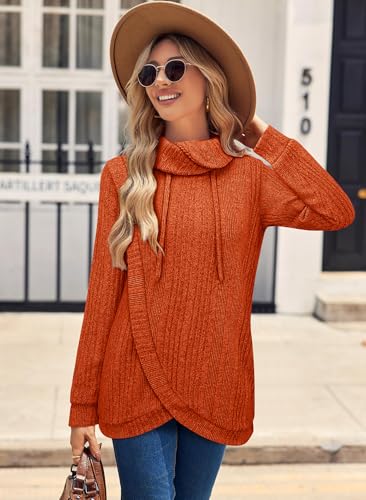 Image of Bulotus Tunic Sweaters for Women 2025 Turtleneck Sweater Pullover Lightweight Warm Tunic Tops for Leggings Loose Fit