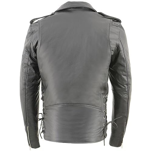 Milwaukee Leather "Tall Men's Classic Biker Jacket w/Half Belt & Side Laces4