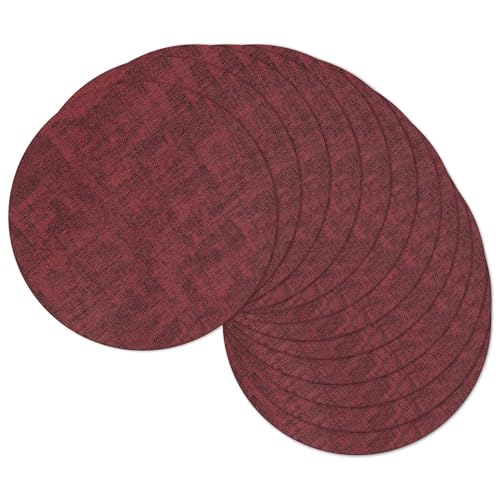 13" Round Placemats Set of 12, Reversible Faux Leather Wipeable Table Mats