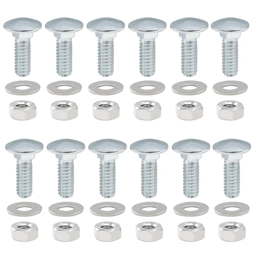 Image of 12 Sets 1 /4-20 x 3 /4 Inch Carriage Bolt Kit, Carbon Steel Carriage Bolts Galvanized Carriage Bolt Assortment, Round Head Carriage Screws with Hex Nuts and Flat Washers Full Thread Coverage