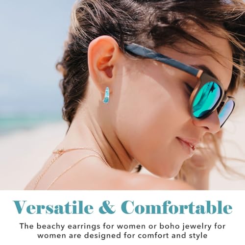 Turquoise Earrings for Women in 925 Sterling Silver Beach Boho Western Hoop Earrings Turquoise Jewelry Wedding Anniversary Birthday Gifts for Womens4
