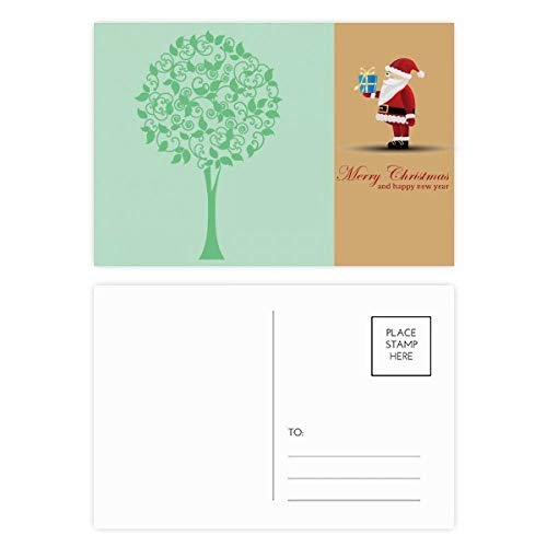 Cartes postales rondes vertes sapin de Noël pour table et vœux chics
