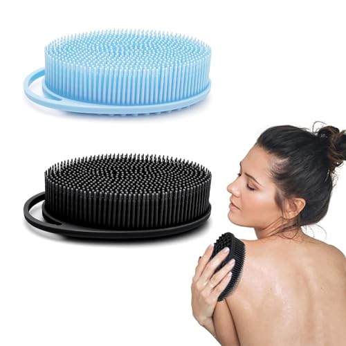 Cepillo Corporal de Silicona, 2 Piezas Cepillo Corporal de Baño de Ducha Cepillo Corporal de Ducha de 2 Cara Exfolia y Masajea Suavemente Limpieza Profunda y Masaje Intensivo, para Adultos y Bebés