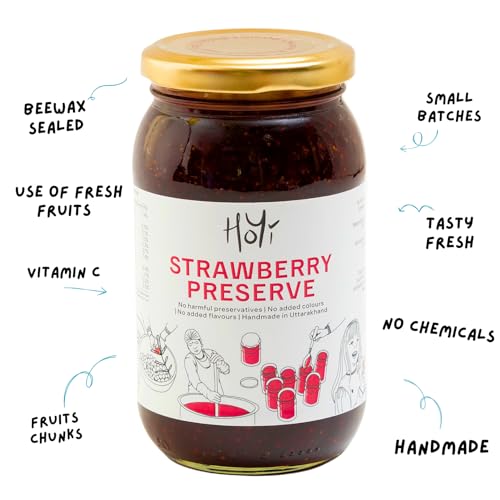 Image of HoYi Organic Strawberry Fruit Spread & Jam Preserve (250 gms) | Loaded with 62% Fruit Chunks | Zero Refined Sugar & No Preservatives | No Added Colors | Strawberry Jam for Kids & Adults