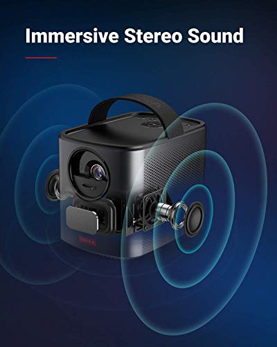 Portable Projector for Mars II Pro with 500 ANSI Lumens, Black Color, 720p Video, 30-150 Inch Image - Renewed Version