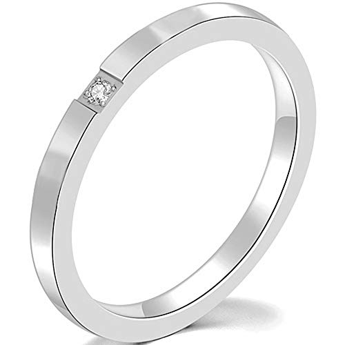 Jude Jewelers Stainless Steel Stacking Single Stone Classical Plain Stacking Wedding Band Ring (Silver, 3)