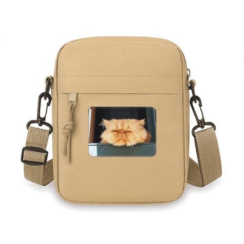 Sac à bandoulière pour téléphone portable cadeau original motif chat jaune pour adolescente
