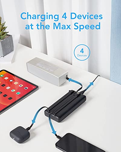 Vrurc Portable Charger With Built In Cords, 22.5W Pd & Qc 3.0 Fast Charging 20000Mah Usb C Power Bank, 4 Output 2 Input Led Display Phone Battery Pack With Cable Compatible With Iphone,Samsung,Tablet #TOP4