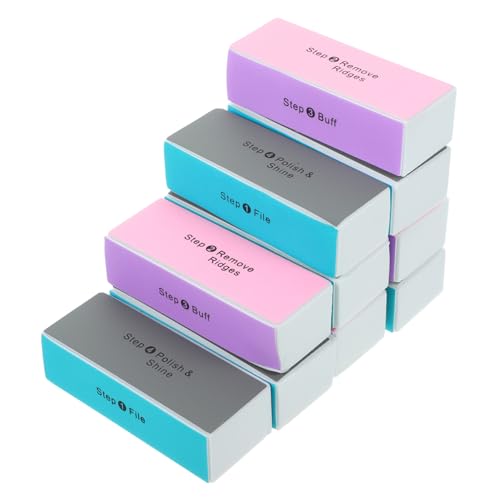 BELLIFFY 10個 菩提研磨バッファー アートワーク研磨スポンジ 爪磨きブロック 輝く 白 シャイナー 緩衝サンディングブロック キット ネイルファイル 美術 ネイルバッファ Colorful