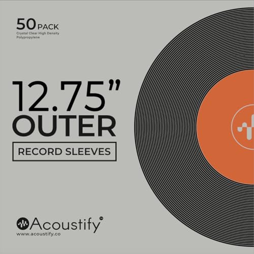 Acoustify Premium Acid-Free Anti-Static Vinyl Record Outer Sleeves, 50-Pack - Crystal Clear True 3 Mil, 12.75\" x 12.75\" for Single & Gatefold 12\" LPs