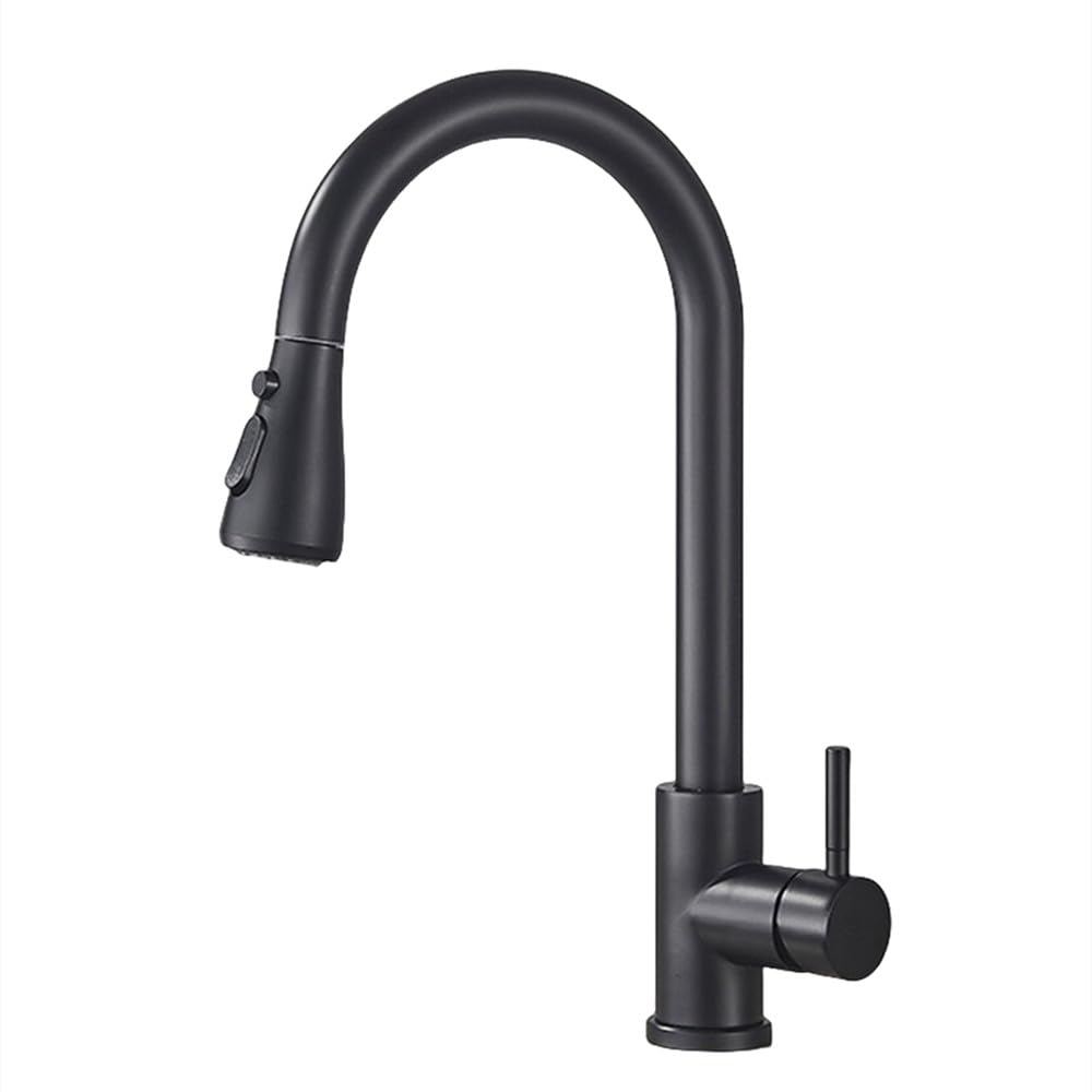 Robinet de cuisine flexible noir acier inoxydable mitigeur extractible eau chaude froide