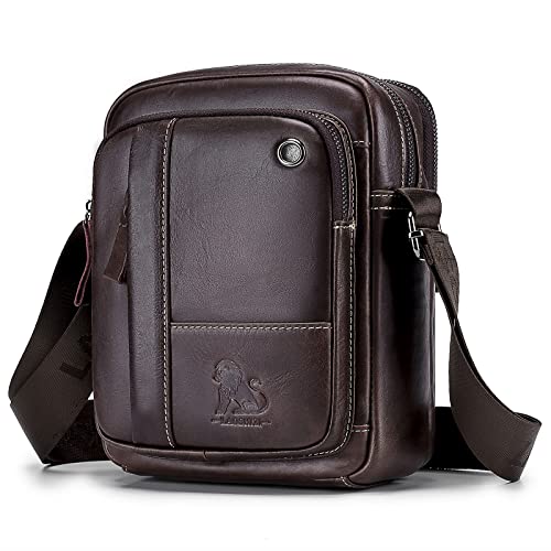 BAIGIO Sac a Bandouliere Homme Sacoche Homme en Cuir Veritable Sac a Main Homme Vintage (Noir) Cover