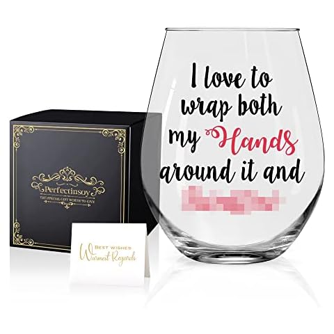 Perfectinsoy I Love to Wrap Both My Hands Around It and Swallow Wine Glass, Funny Gift for Women, Girlfriend, Wife, Boss, Sister, Friend, BFF, Colleague, Birthday Bachelorette Party Gifts Cover