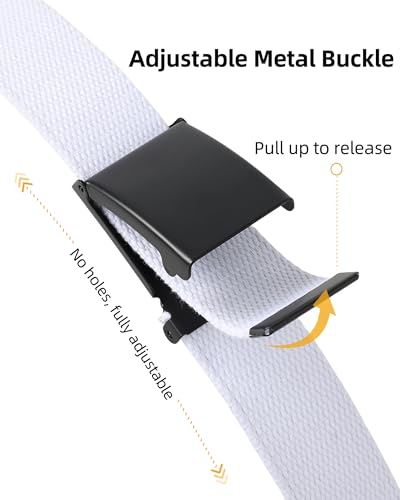 Image of Mile High Life Cut To Fit Canvas Web Belt Size Up to 52 inch with Flip-Top Solid Black Military Buckle