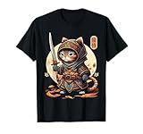 Japanese Samurai Cat Tattoo Kawaii Ninja Cat T-Shirt