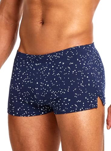 MIZOK Mens Cotton Star Print Pajama Bottoms Split Side Sleep Casual Boxer Short