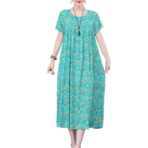 Robe longue imprimé élégant avec col rond moderne pour femme