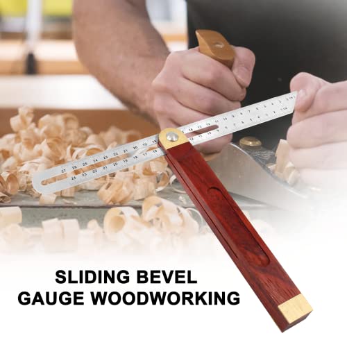 Biaungdo 27Cm/10.6" T-Bevel Gauge Angle Finder, Sliding 360 Degree Adjustable Square Measuring Tool High Precision T Bevel Angle Ruler Protractor With Wood Handle & Metric Marks #TOP5