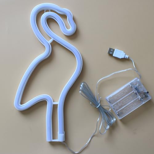 Image of Flamingo Neon Sign for Wall Decor Flamingo Lamp Wall Decor Led Light Birthday Party Decorations for Home Patio Bars Restaurants Stores Clubs Friends Family and Kids