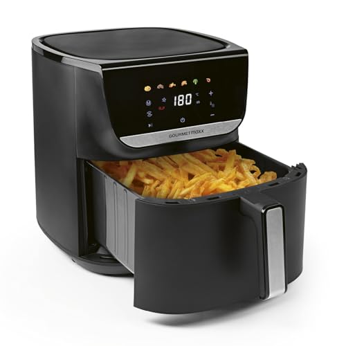 GOURMETmaxx AirGenius Heißluftfritteuse - 7,5 L Airfryer | Fritteuse mit & 7 Programmen | Minibackofen - fettarm frittieren für max. 7 Personen | Heißluftfritteuse mit Farbdisplay, LED-Touchscreen