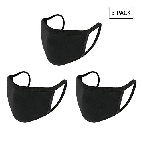 Preisvergleich Produktbild Baumwolle Mund-Maske, 3er Pack Staubmaske Antistaub-Staubschutzmaske, Waschbare Mode Gesichtsmaske Winddichtes Wiederverwendbare Staubmaske For Männer Frauen In Allen Jahreszeiten Mit Stretchable Stra