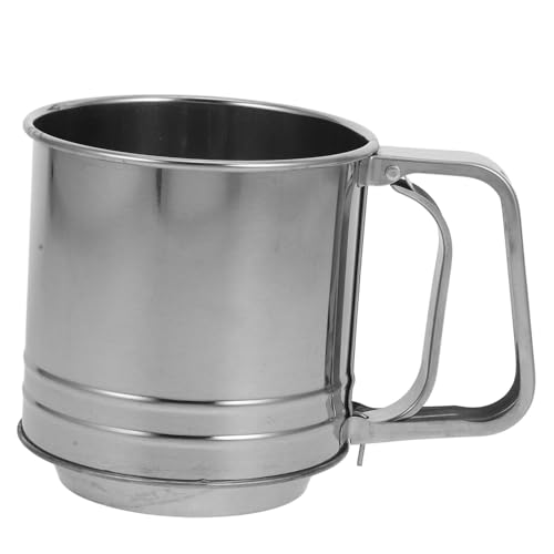 ledmomo 小麦粉ふるい フードフィルター ジュースストレーナー 茶こし シュガーシェーカー 粉砂糖ダスター シュガーディスペンサー ハンドヘルドふるい 砂糖入れ ステンレス鋼 Silver