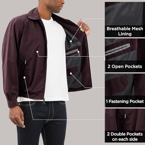 Image of LONDON FOG mens Auburn Zip-front Golf (Regular & Big-tall Sizes) Cotton Lightweight Jacket, Maroon, X-Large Tall US