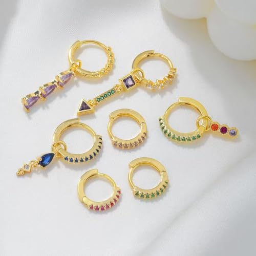 Gold Hoop Earrings Set for Women, 7Pcs 14K Gold Plated Hypoallergenic Multiple Piercing Earrings for Women Jewelry Gift4