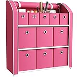 HOMEFORT Multi-Bin Storage Shelf 11 Drawers Storage Chest Linen Organizer Closet Cabinet with Zipper Covered Foldable Fabric Bins and Sturdy Metal Shelf Frame,31