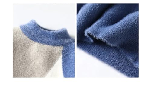 ERFMFKL Mens Crew Neck Sweaters Patchwork Long Sleeves Thicken Casual Pullovers Jumper Sweater3