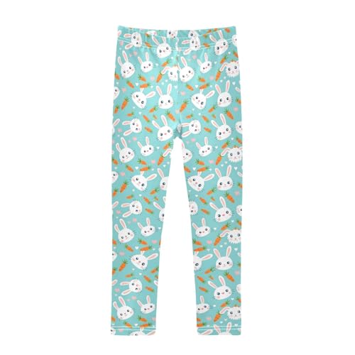 Cute Rabbit and Carrot Girls Leggings Kids Yoga Pants Athletic Tights Pants 4-10 Years