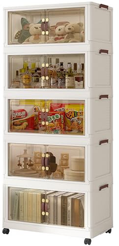 FUREINSTORE Armario Organizador Plegable | Caja de Almacenaje, Contenedor de Plástico, Caja de Almacenamiento Plegable para Calzado, Ropa, Juguetes y Libros (60cm x 5 Pisos)