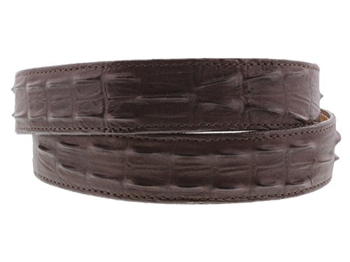 El Presidente Mens Brown Cowboy Belt Crocodile Tail Print Leather Belt Silver Buckle2