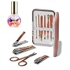 Blossom 10 in 1 Professional Manicure, Pedicure + Facial Tools Grooming Kit, Stainless Steel Nailcare Nail Clipper Kit with Travel Case + 0.5oz Honeysuckle Scented Cuticle Oil, 2 Pack Bundle