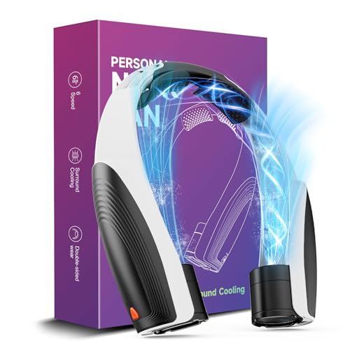 Image of AI Portable Neck Fan with 6 Powerful Speeds, 8000mAh Battery Operated USB-C Rechargeable Fan, Hands-Free 360 Cooling Neck Fan,Twistable,Ultra-Quiet Personal Fan for Women Men Travel(Black-White)