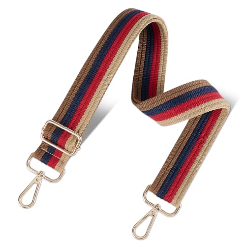 Image of chushui Purse Strap Replacement Crossbody Wide Adjustable, Retro Canvas Stripe Vintage Casual Woven with Gold Hardware 29-51 Inches for Women's Totes Handbags