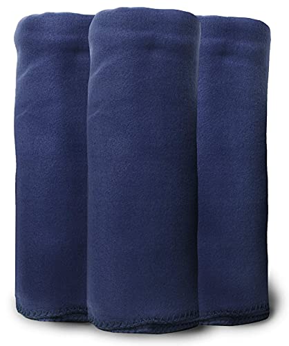 24 Pack Of Bulk Soft Fleece Blankets 50 X 60, Heavy Weight, Cozy Warm Throw Blanket Sofa Travel Outdoor, Wholesale (50 X 60, 24 Pack Navy Blue) #TOP2