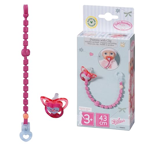 Baby Annabell 706831 Schnuller mit Clip - lila Puppenschnuller für 43 cm große Puppen mit Kette und Clip zum Befestigen, Multi