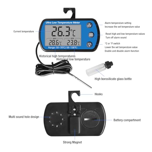 Termómetro de refrigerador con alarma sonora y pantalla digital Hidyliu 5