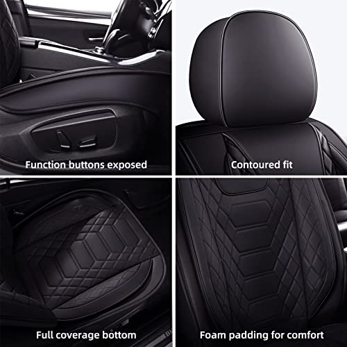 Image of FREESOO Universal Car Seat Covers Full Set Faux Leather Black