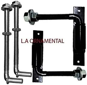5/8" J-Bolt Adjustable Heavy Duty with Plate Kit Gate Bolt Hinges 12" Long Bolts - Wood Large Post