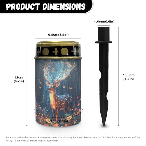 Image of Deer Floral Cemetery Solar Lights for Grave Waterproof Solar Grave Lights for Cemetery Decoration Flameless Solar Powered Light for Prayer