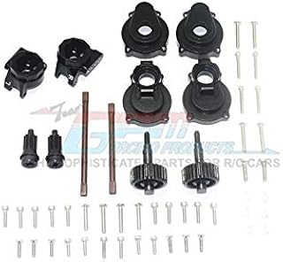 GPM For Traxxas TRX-4 Upgrade Parts Aluminum Rear Gear Box Mounts + Knuckle Arms + Spindle Gear + Rear Axle Shaft - 54Pc Set Black