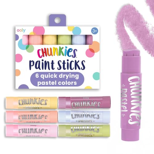 Ooly Chunkies Easy Grip Tempera Paint Sticks for Kids Set of 6 - Pastel