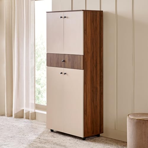 Image of Home Centre | Addison 24 Pairs Shoe Cabinet with Drawer | Engineered Wood | Walnut | 1 Year Warranty